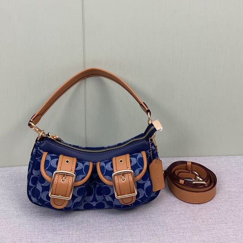 Coach Blue Signature Buckle Shoulder Bag